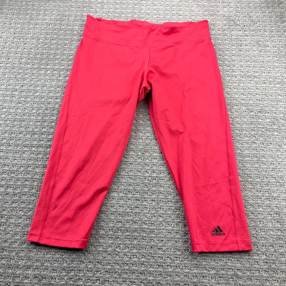 Adidas Climate Stretchy Short Legging Pants Women Size Large L Orange Gym Sporty